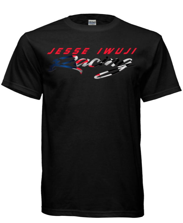 Jesse Iwuji Racing black shirt with color logo