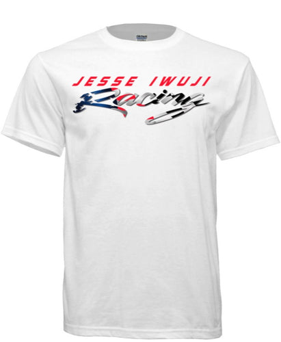 Jesse Iwuji Racing white shirt with color logo